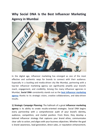 Why Social DNA Is the Best Influencer Marketing Agency in Mumbai