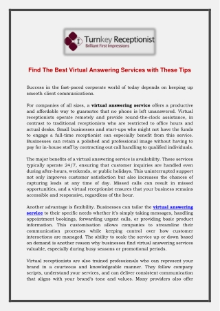 Find The Best Virtual Answering Services with These Tips