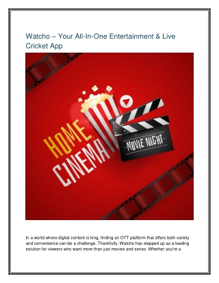 Watcho – Your All-In-One Entertainment & Live Cricket App