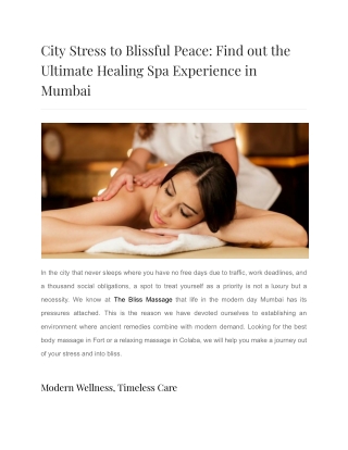 City Stress to Blissful Peace: Find out the Ultimate Healin