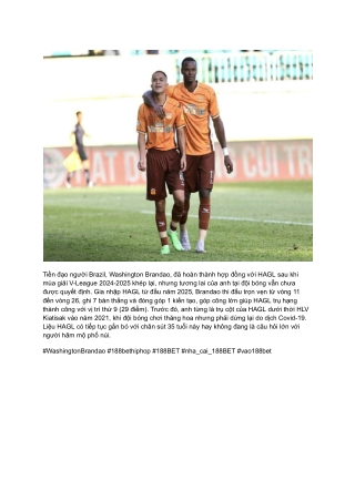 88Bet Hiphop Hướng Dẫn Cược HAGL Với Washington Brandao Mùa 2025
