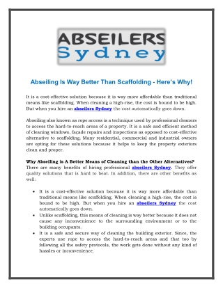 Abseiling Is Way Better Than Scaffolding - Here’s Why