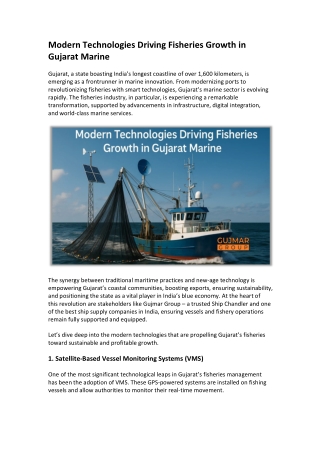 Modern Technologies Driving Fisheries Growth in Gujarat Marine