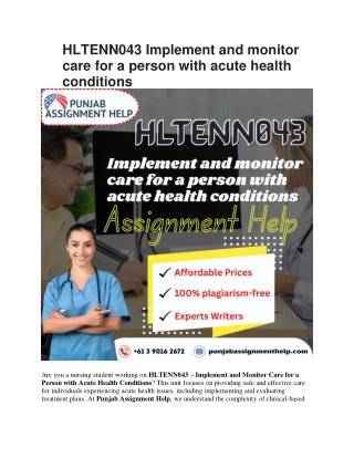 HLTENN043 Implement and monitor care for a person with acute health conditions