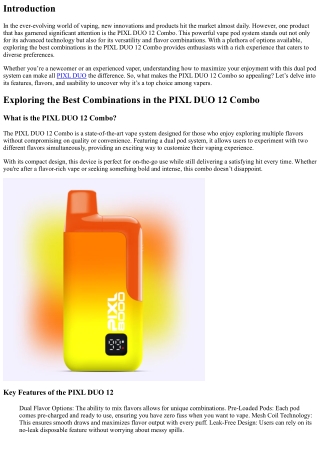 Exploring the Best Combinations in the PIXL DUO 12 Combo