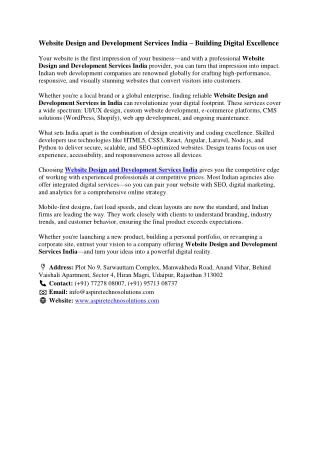 Website Design and Development Services India