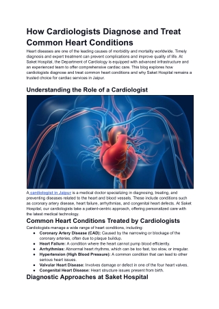 How Cardiologists Diagnose and Treat Common Heart Conditions