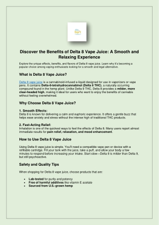 Discover the Benefits of Delta 8 Vape Juice