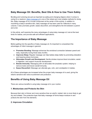 Best Baby Massage Oil for Healthy Skin & Growth | Natural & Safe