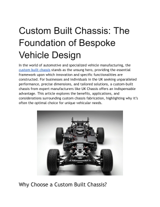 Custom Built Chassis_ The Foundation of Bespoke Vehicle Design