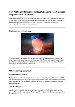 How Artificial Intelligence Is Revolutionizing Heart Disease Diagnosis and Treatment