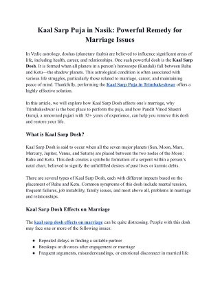 Kaal Sarp Puja in Nasik_ Powerful Remedy for Marriage Issues