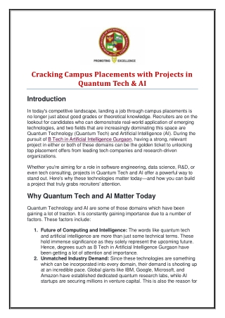 Cracking Campus Placements with Projects in Quantum Tech & AI