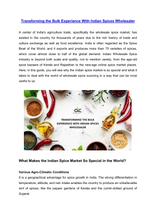 Transforming the Bulk Experience With Indian Spices Wholesaler