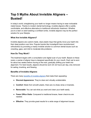 Top 5 Myths About Invisible Aligners – Busted!