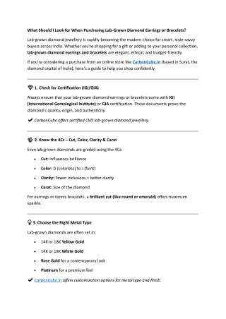 What Should I Look for When Purchasing Lab-Grown Diamond Earrings or Bracelets