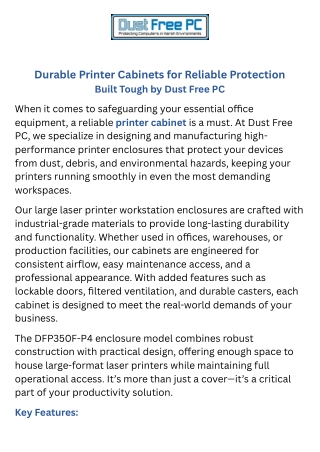 Durable Printer Cabinet Enclosures – Dust Free PC  Dust Protection