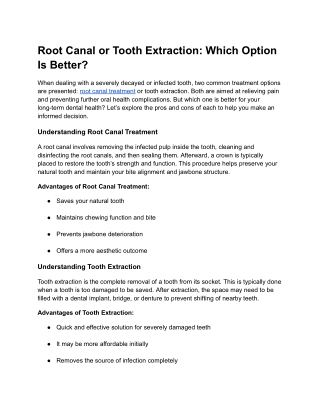 Root Canal or Tooth Extraction_ Which Option Is Better
