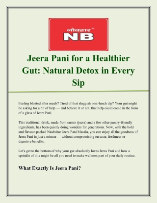 Jeera Pani for a Healthier Gut_ Natural Detox in Every Sip