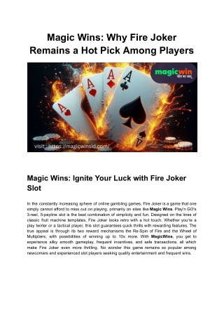 Magic Wins: Why Fire Joker Remains a Hot Pick Among Players