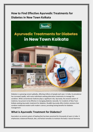 How to Find Effective Ayurvedic Treatments for Diabetes in New Town Kolkata