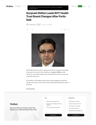 Gurpreet Dhillon Leads RHT Health Trust Board Changes After Fortis Sale