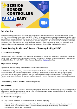 Direct Call Routing in Teams: Selecting the Right Session Border Controller