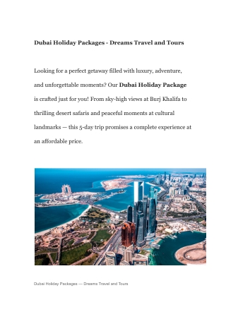 Dubai Holiday Packages