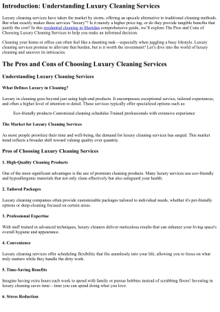 The Pros and Cons of Choosing Luxury Cleaning Services