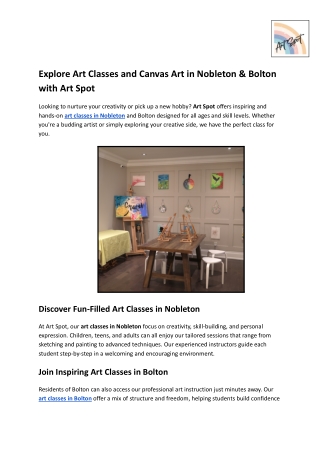 Explore Art Classes and Canvas Art in Nobleton & Bolton with Art Spot