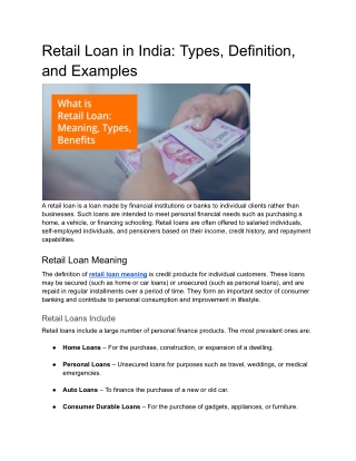 Retail Loans in India Types, Definition, and Examples