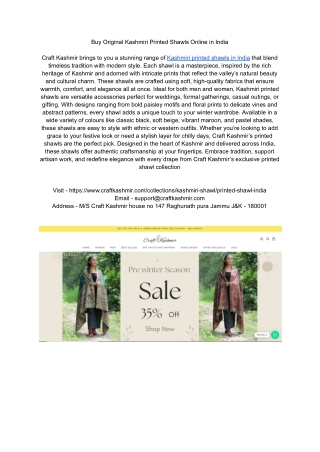 Buy Original Kashmiri Printed Shawls Online in India