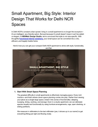 Small Apartment, Big Style_ Interior Design That Works for Delhi NCR Spaces