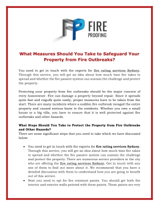 What Measures Should You Take to Safeguard Your Property from Fire Outbreaks