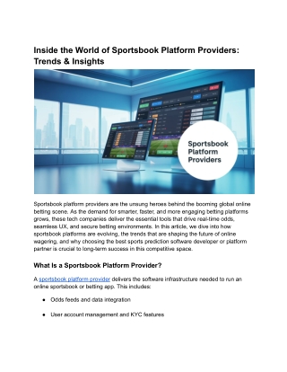 Inside the World of Sportsbook Platform Providers_ Trends & Insights