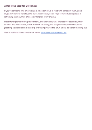 A Delicious Stop for Quick Eats