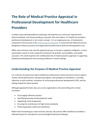 Medical Practice Appraisal Boost Growth  Medical Appraisals