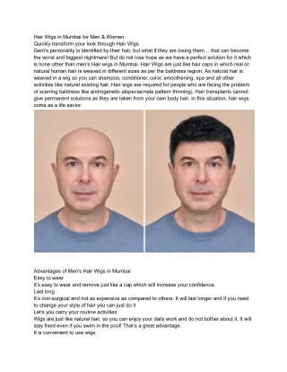 Natural Human Hair Wigs in Mumbai for Men & Women | Infiniti