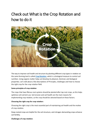 Check out What is the Crop Rotation and how to do it