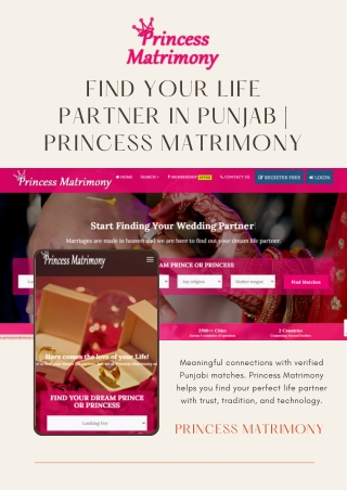 Find Your Life Partner in Punjab  Princess Matrimony