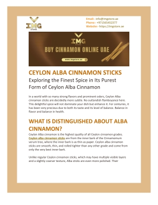 Exploring the Finest Spice in Its Purest Form of Ceylon Alba Cinnamon Sticks