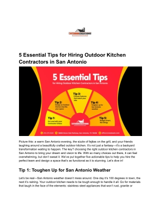 5 Essential Tips for Hiring Outdoor Kitchen Contractors in San Antonio