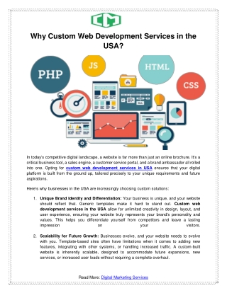 Why Custom Web Development Services in USA? – CoderMask Tech