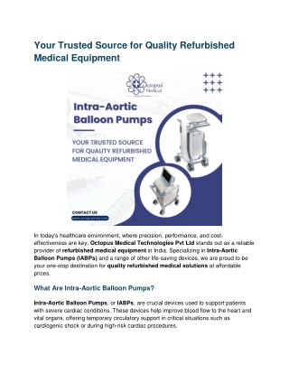 Your Trusted Source for Quality Refurbished Medical Equipments