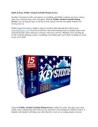 Quick & Easy - Fridley Alcohol Curbside Pickup Service