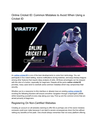 Common Mistakes to Avoid When Using an Online Cricket ID in 2025