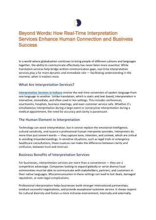 Beyond Words- How Real-Time Interpretation Services Enhance Human Connection and Business Success