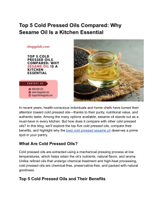 Top 5 Cold Pressed Oils Compared_ Why Sesame Oil Is a Kitchen Essential
