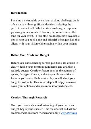 5 Tips for Booking a Fun and Affordable Banquet Hall for Your Next Event