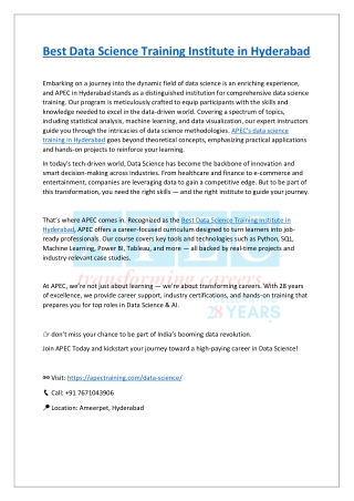 Best Data Science Training Institute in Hyderabad